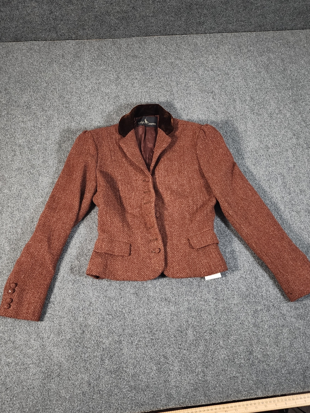 vintage Polo Ralph Lauren 100% Wool Herringbone Tweed Riding Blazer Size 6